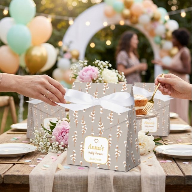 Elegant Cotton Floral Baby Shower Favor Boxes (Creator Uploaded)