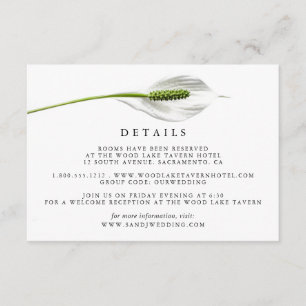 Elegant Cotton White Peace Lily Guest Details Enclosure Card