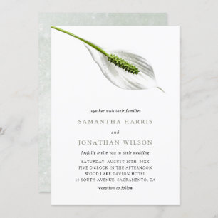 Elegant Cotton White Peace Lily Wedding Invitation