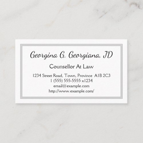 Elegant Counsellor At Law Business Card