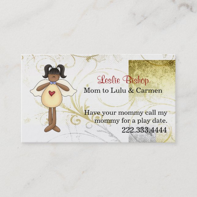 Elegant Country Angel Mommy Play Date Card (Front)