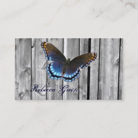Elegant Country Barn Wood Blue Butterfly Business Card