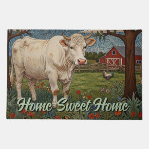 Elegant country chic boho cow farm doormat