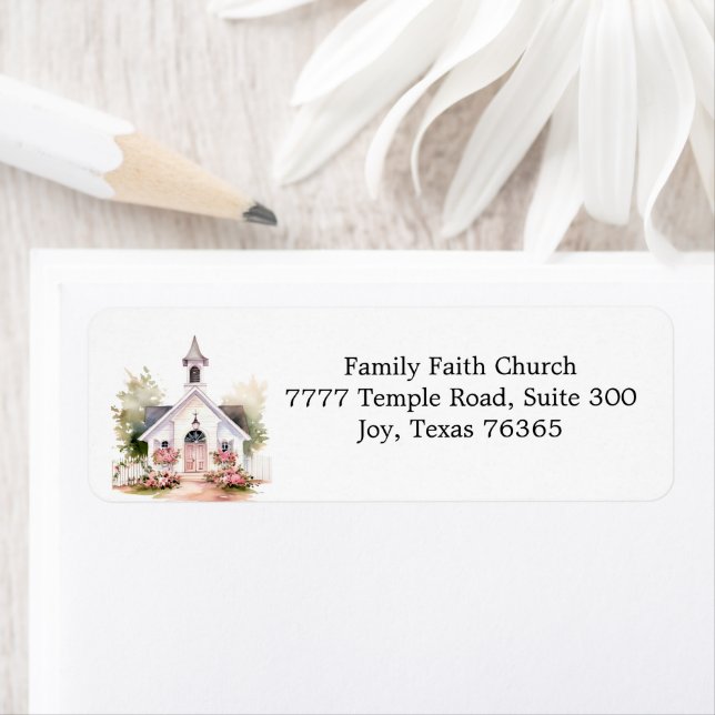 Elegant Country Church Return Label (Insitu)