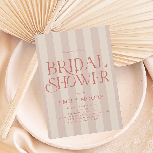 Elegant Country Club Stripes Bridal Shower Invitation (Creator Uploaded)