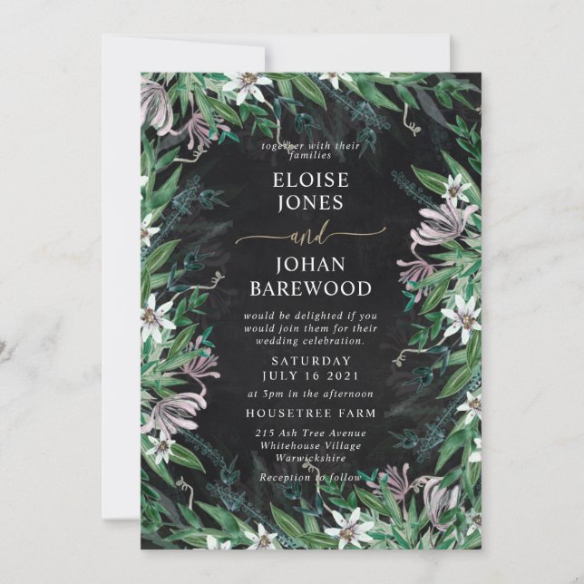 Elegant country floral border invitation (Front)