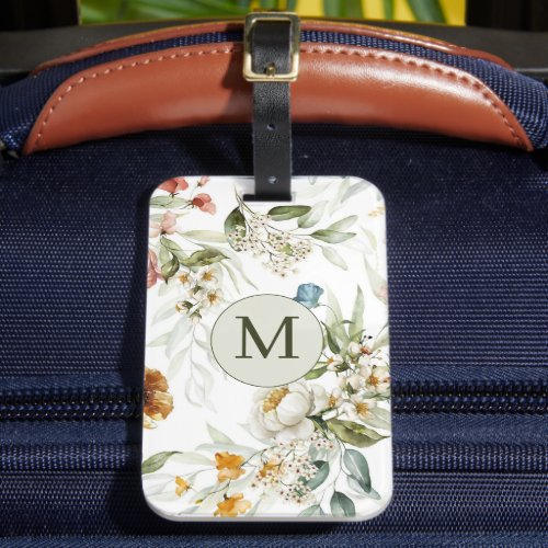 Elegant Country Floral Single Sided wCard Slot Luggage Tag