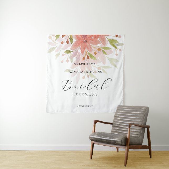 Elegant Country Floral Watercolor Hand-painted Tapestry (In Situ)