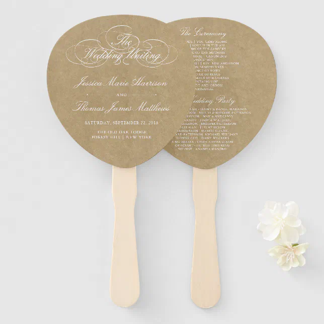 Elegant Country Kraft Wedding Program Template Hand Fan Zazzle