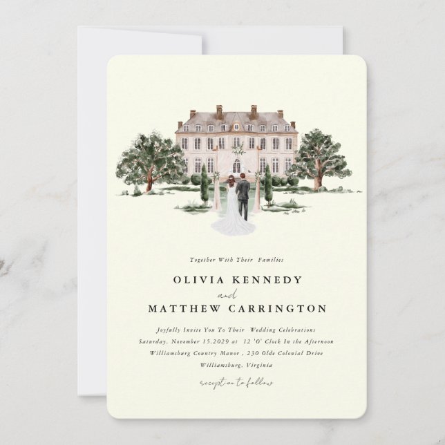 Elegant Country Manor | Villa Wedding Invitation  (Front)