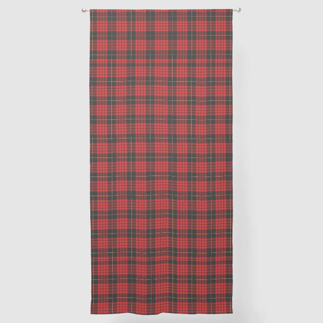 Elegant Country Plaid Red Checkered Tartan Sheer Curtains (Front)