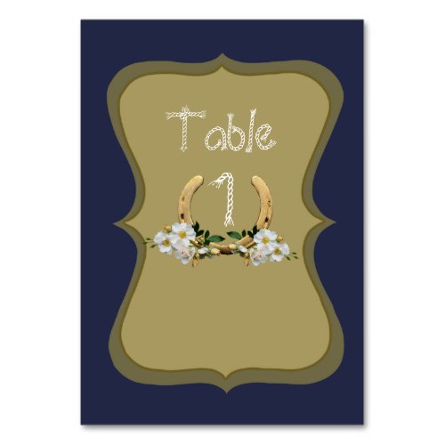 Elegant Country Style Navy and Gold Table Number