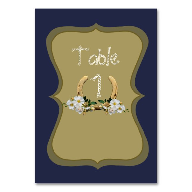 Elegant Country Style Navy and Gold Table Number (Front)