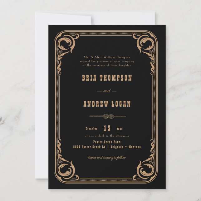 Elegant Country  Wedding Invitation (Front)