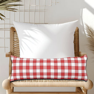 Elegant Countryside Picnic White Red Checkered Body Pillow