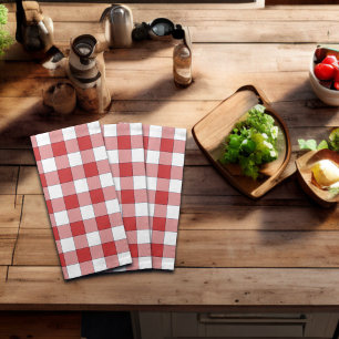 Elegant Countryside Picnic White Red Checkered Cloth Napkin