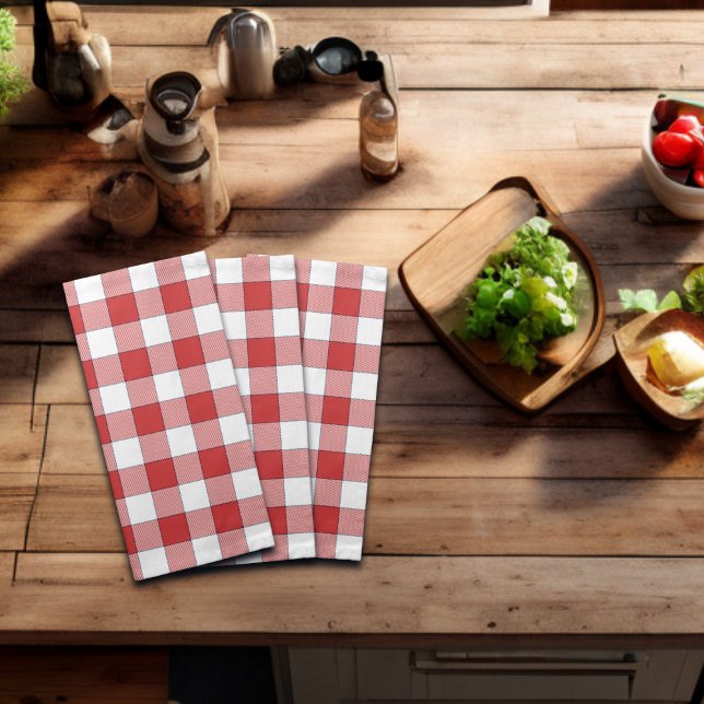 Elegant Countryside Picnic White Red Checkered Cloth Napkin (Creator Uploaded)