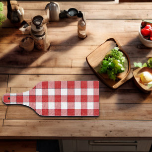 Elegant Countryside Picnic White Red Checkered Cutting Board