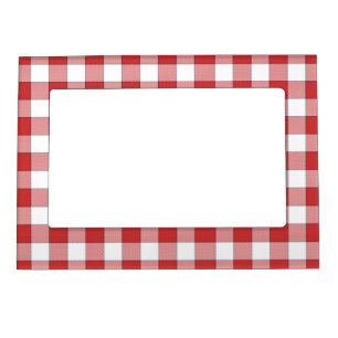 Elegant Countryside Picnic White Red Checkered Magnetic Frame