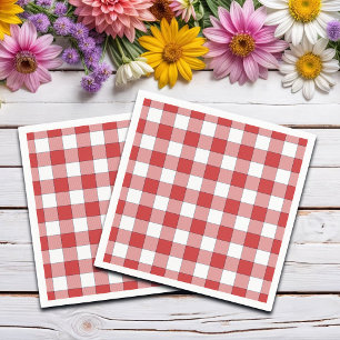 Elegant Countryside Picnic White Red Checkered Napkins