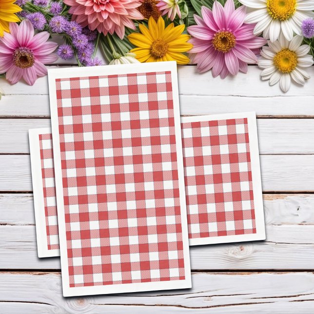 Elegant Countryside Picnic White Red Checkered Paper Guest Towels (Creator Uploaded)