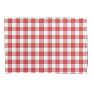Elegant Countryside Picnic White Red Checkered Pillow Case