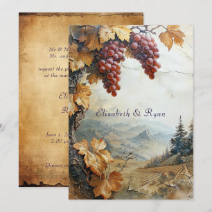 Elegant Countryside Vineyard Grape Vine Rustic Invitation