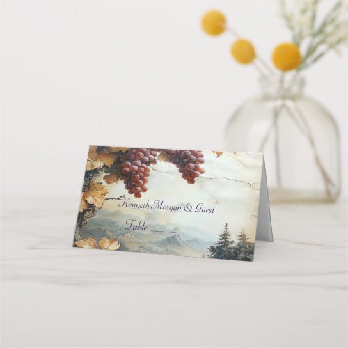 Elegant Countryside Vineyard Grape Vine Rustic     Place Card