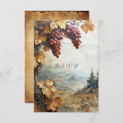 Elegant Countryside Vineyard Grape Vine Rustic     RSVP Card