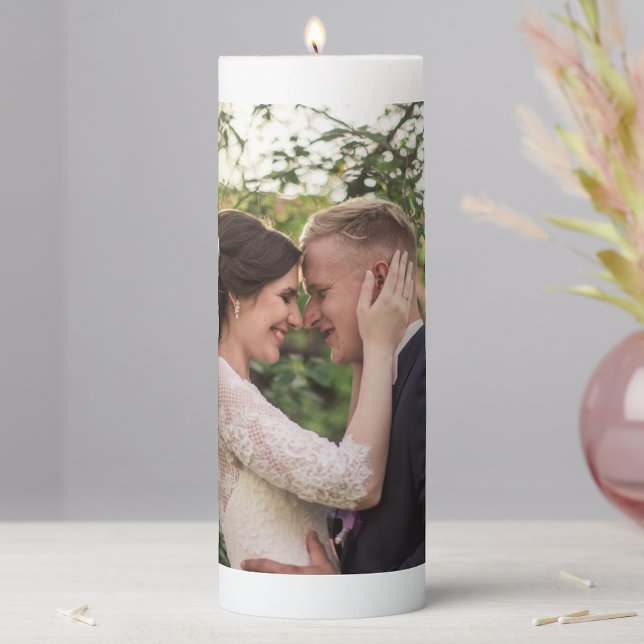 Elegant couple Customized Photo  Pillar Candle (Creator Uploaded)