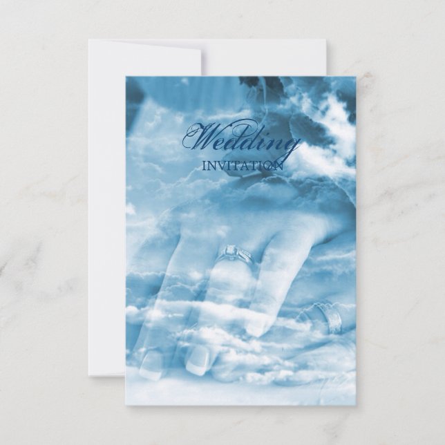 elegant couple hands vintage wedding invitation (Front)