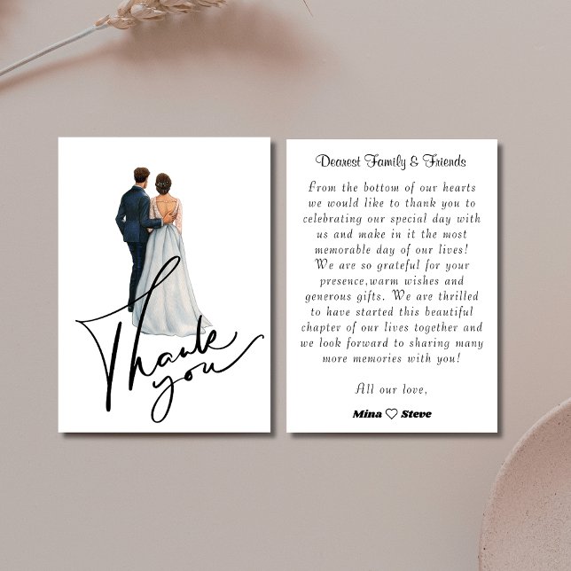 Elegant Couple Illustration Wedding  Thank You Card (Creator Uploaded)