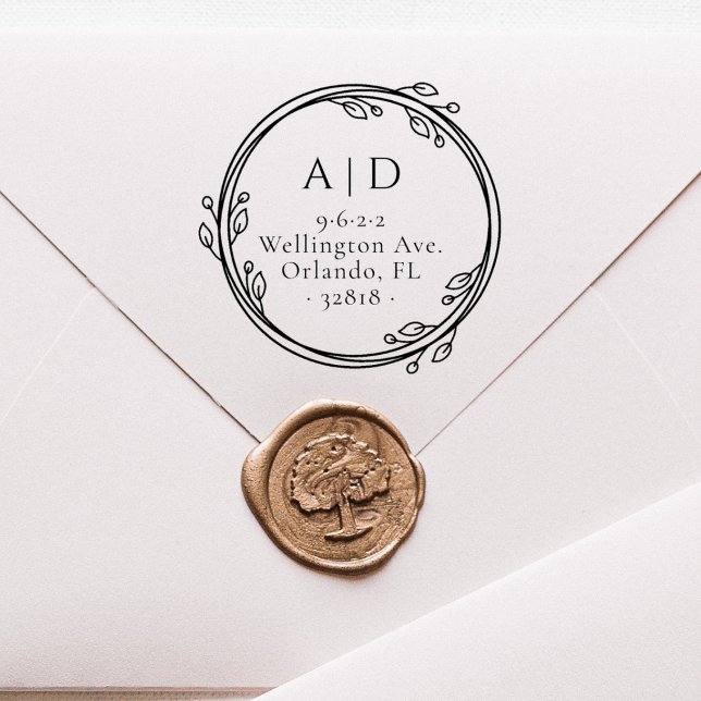 Elegant Couple Initials Botanical Return Address Self-inking Stamp (Creator Uploaded)