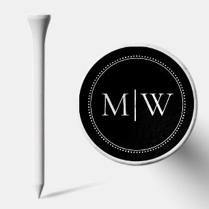 Elegant Couple Monogram Black Golf Tees