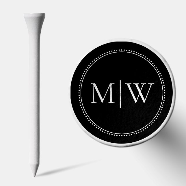 Elegant Couple Monogram Black Golf Tees (Combo)
