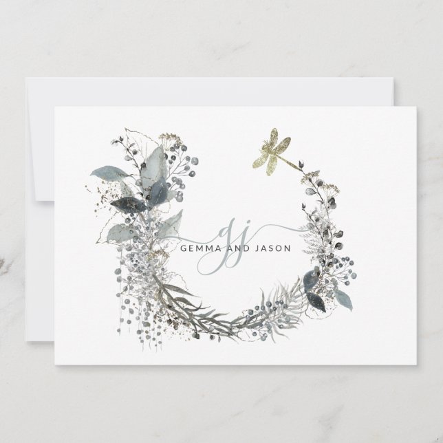 Elegant Couple Monogram Flat Note Card (Front)