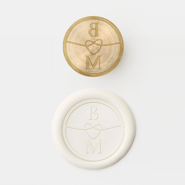 Elegant Couple Monogram Wedding Wax Seal Stamp (Stamped)