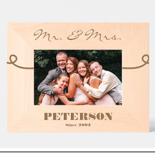 Elegant Couple Mr & Mrs Name Custom Wood Frames 