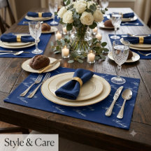 Elegant Couple Name Navy Cloth Placemat Design