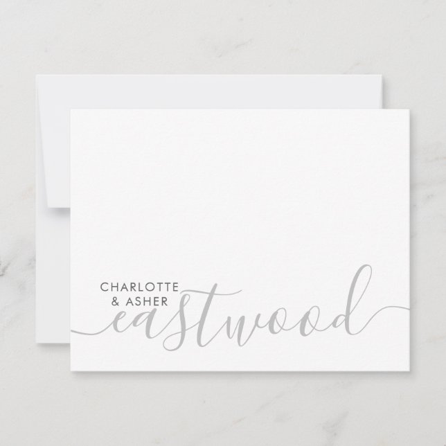 Elegant Couple Name Script Monogram Note Card (Front)