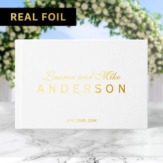 Elegant Couple Name Wedding Script Foil Guest Book