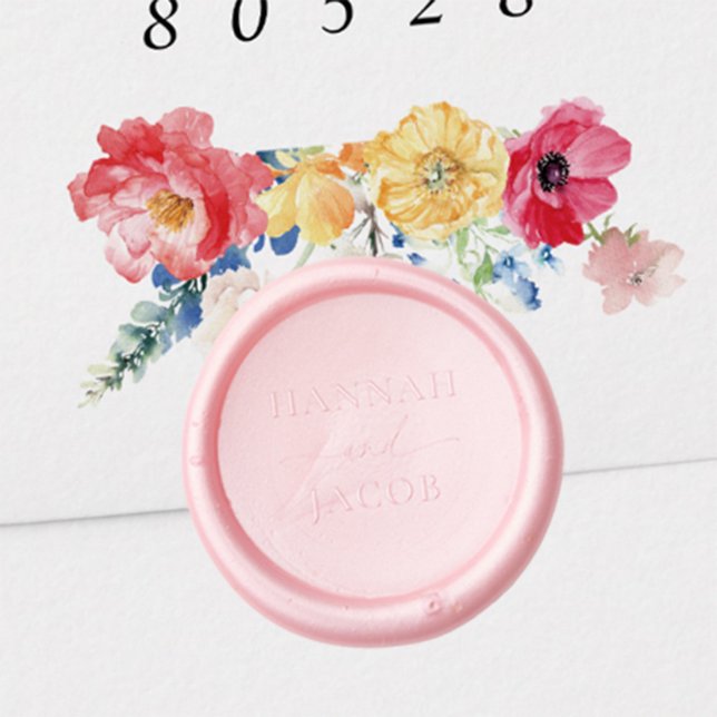 Elegant Couple Name Wedding Wax Seal Sticker (Creator Uploaded)
