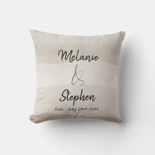 Elegant Couple Names Script Typography Neutral Throw Pillow