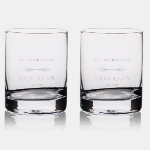 Elegant Couple Names Typography Wedding Rocks Glass