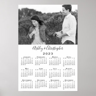 Elegant Couple Photo and Names 2023 Calendar Poster