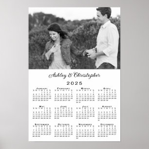 Elegant Couple Photo and Names 2025 Calendar Poster