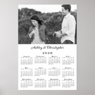 Elegant Couple Photo and Names 2026 Calendar Poster