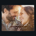 Elegant Couple Photo Memory | Romantic Puzzle<br><div class="desc">Celebrate love and joy with our beautiful puzzle photo, a perfect gift for a loving couple on any occasion. This personalized puzzle captures cherished moments, whether for an engagement, bridal party, wedding, or anniversary. Add a fantastic photo, the couple's names, and an important date to create a unique and meaningful...</div>