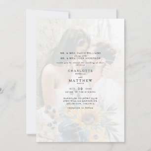 Elegant Couple Photo Muted Sunflower Both Parents Invitation