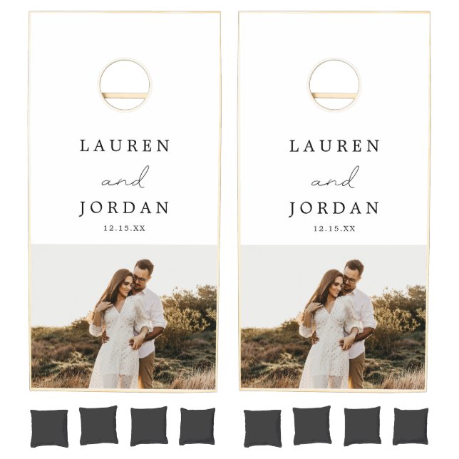 Elegant Couple Photo Wedding Cornhole Set (Set)